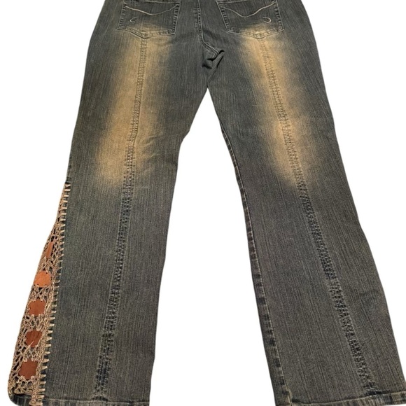 Crest Jeans Vintage Y2K 90s Western Flare Bootcut Embroidered Dirty Wash - Picture 9 of 10